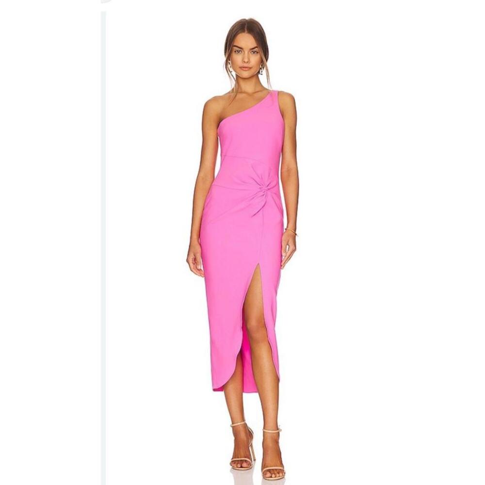 $378 Likely Women's Pink Twisted-Front One-Shoulder Merilou Sheath 4 Revolve